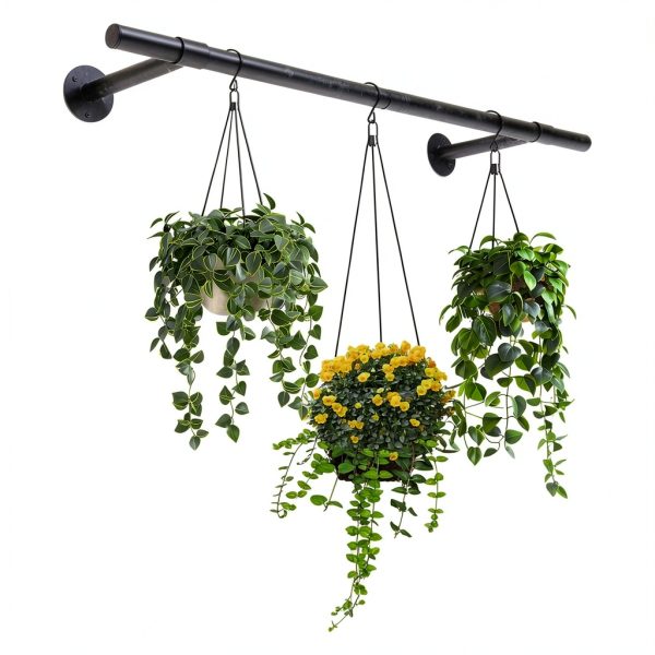 Uoveya Metal Hanging Plant Hanger Mounted Black 47.5in 2pcs Display-5