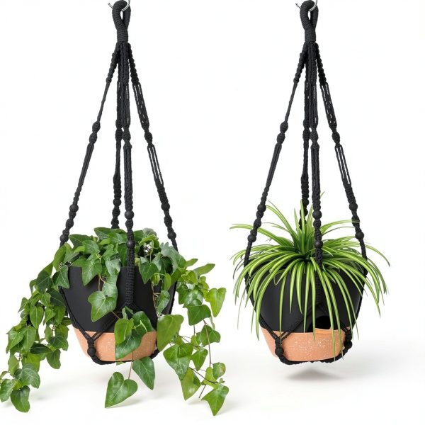 Hanging Planter GARDIFE 10 Inch Matte Black Self Watering Set-4
