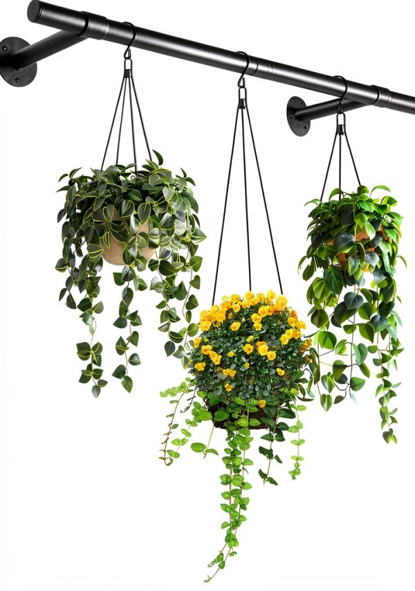 Uoveya Metal Hanging Plant Hanger 47.5in Black Wall‑Mounted Set-0