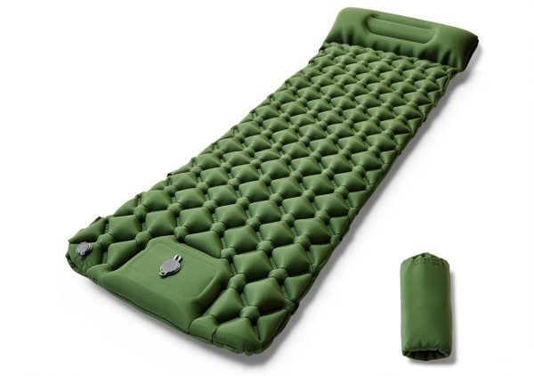 Ultra-Light Inflatable Sleeping Pad MEI&CO Green with Pillow and Pump-7