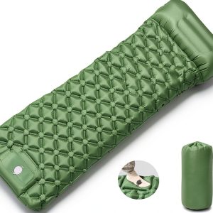 Ultra-Light Inflatable Sleeping Pad MEI&CO Green with Pillow and Pump-0