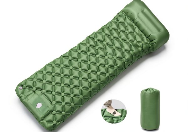 Ultra-Light Inflatable Sleeping Pad MEI&CO Green with Pillow and Pump-0