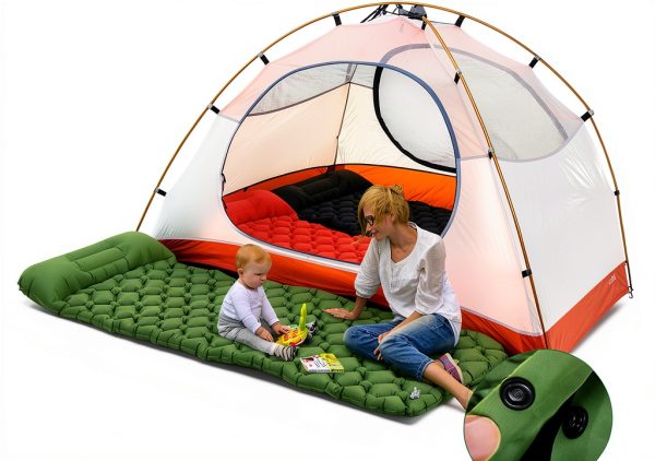 Ultra-Light Inflatable Sleeping Pad MEI&CO Green with Pillow and Pump-3