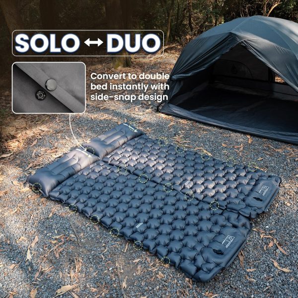 ONETIGRIS Blackcrystal Sleeping Pad, Ultralight Camping Sleeping Pad with Pillow Built-in Foot Pump Inflatable Sleeping Mat Compact for Camping Backpacking Hiking Traveling Tent-4