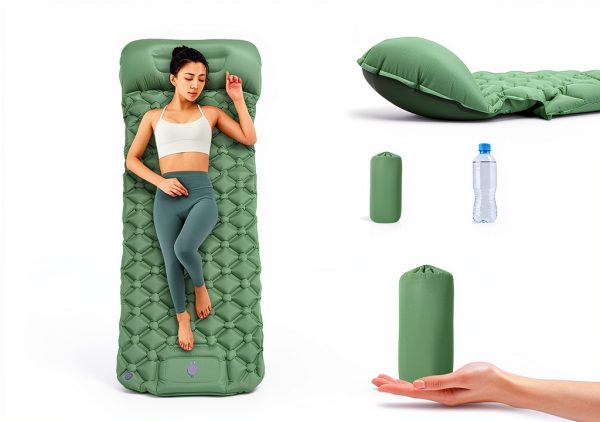 Ultra-Light Inflatable Sleeping Pad MEI&CO Green with Pillow and Pump-1